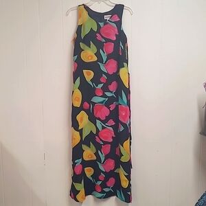 Lonnee Maxi Floral Dress So Artistic Sleeveless Summer Wedding Perfect! Sz Med